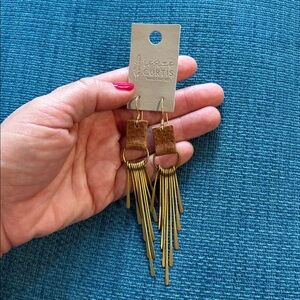 Handcrafted Gold and Leather Earrings